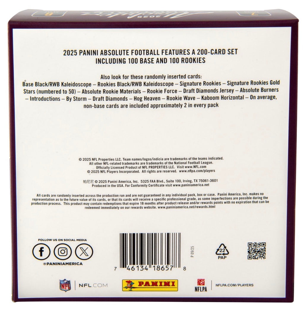 2025 Panini Absolute NFL Cards Mega Box
