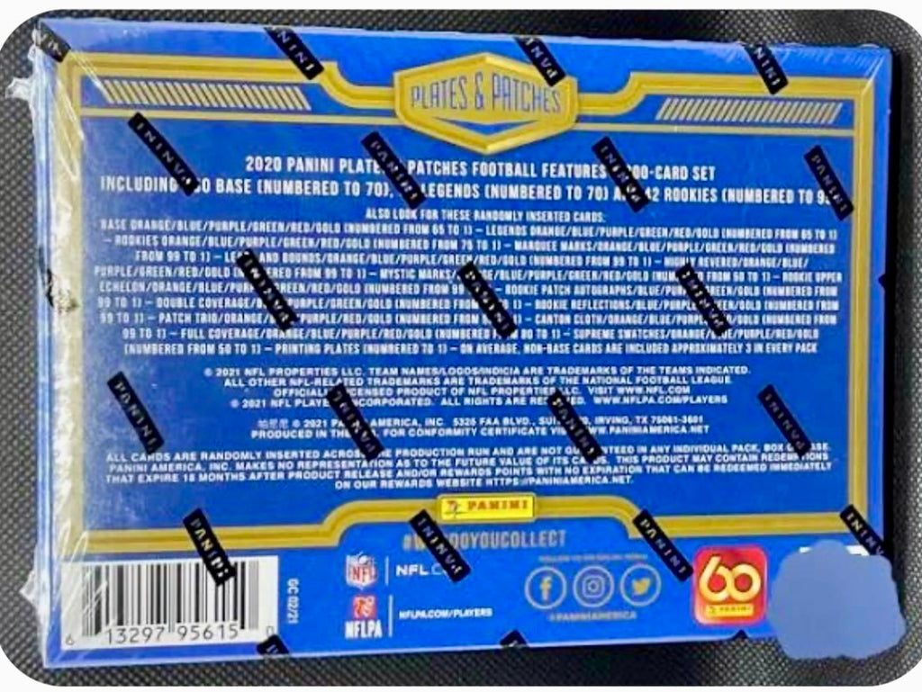 2020-21 Panini Plates & Patches NFL Cards Hobby Box
